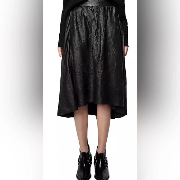 Zadig & Voltaire Joslin Cuir Froisse Leather Skirt - Picture 2 of 15